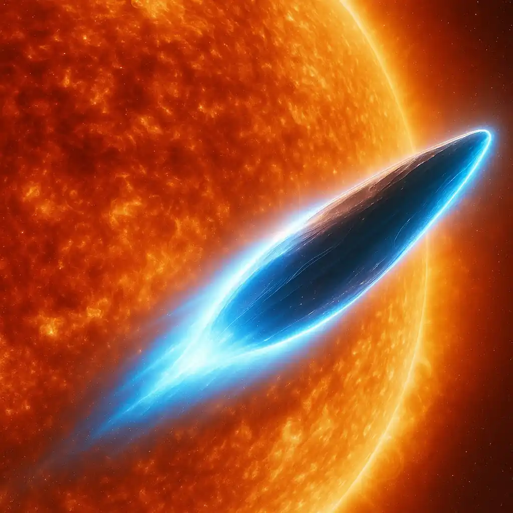 3I/ATLAS (3 ай Атлас) — межзвездная комета, сияющая на фоне Солнца