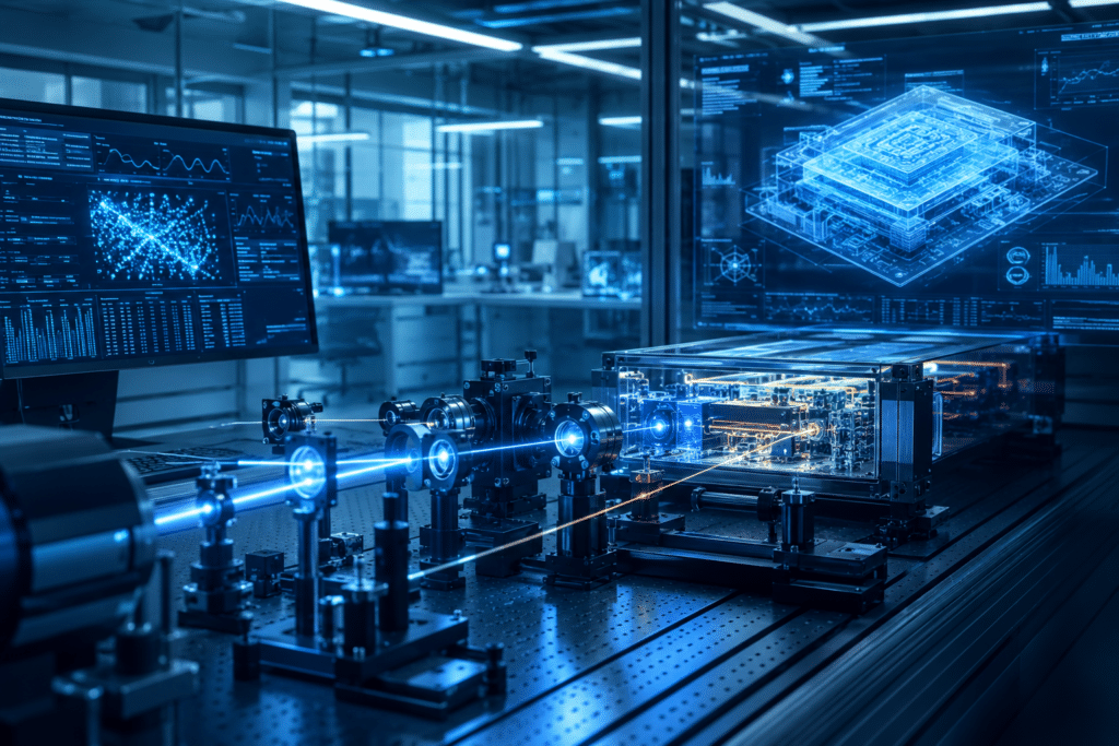 Photonic computing laboratory using advanced optical technologies and light-based data processing systems