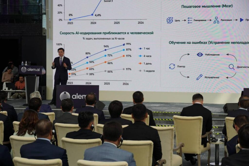 Основатель и генеральный директор 01.AI Кай-Фу Ли выступает на стратегическом семинаре в Астане