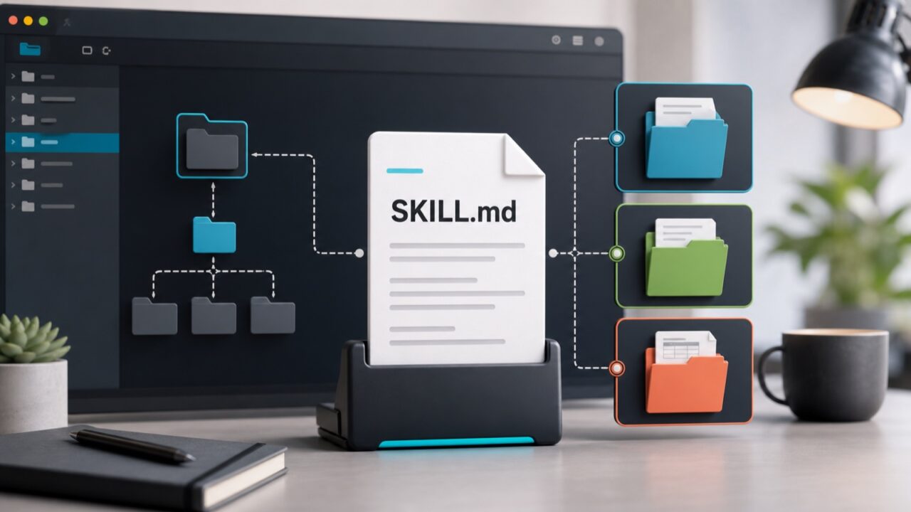 Claude Skills ішіндегі SKILL.md файлы және references, templates, scripts қалталары